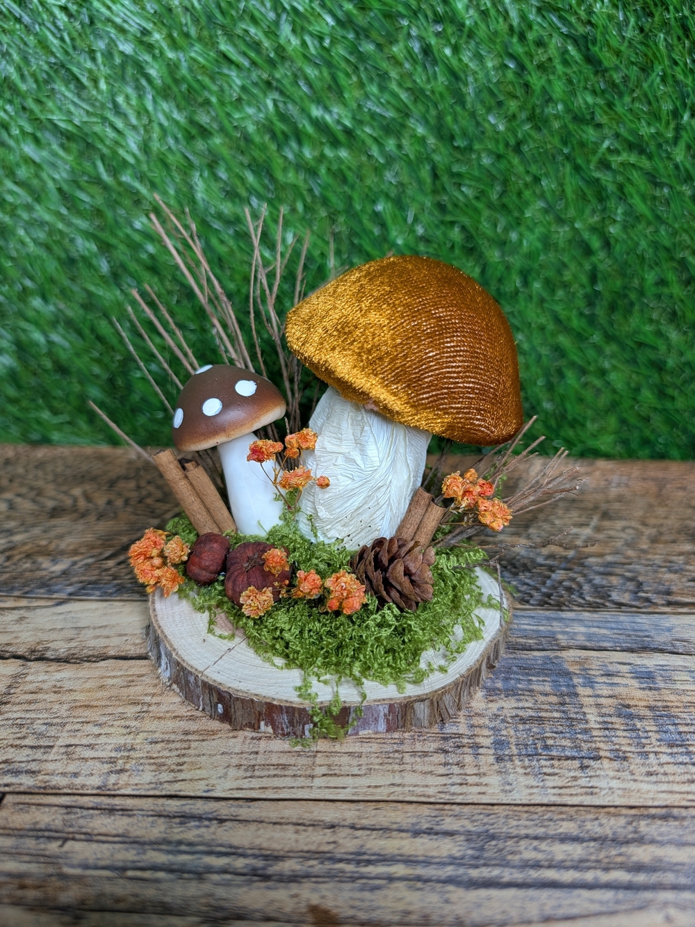Rustic Gold & Brown Mushroom Mixed-Media Accent by
